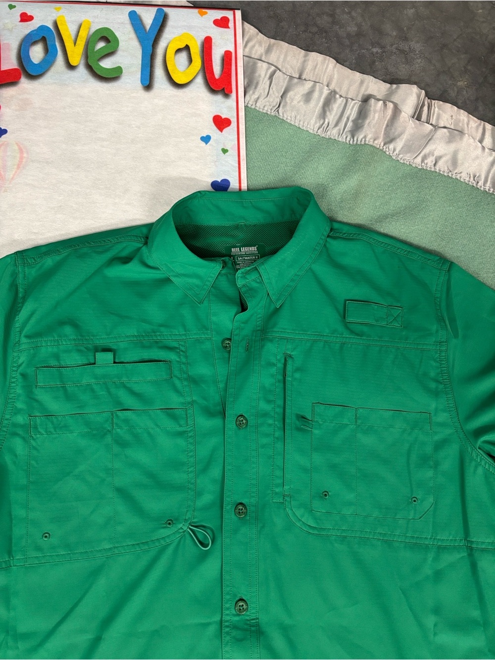 NWT Reel Legends Salt Water II Men's Green SS Fishing Button-Up Shirt Vented L - Picture 12 of 16